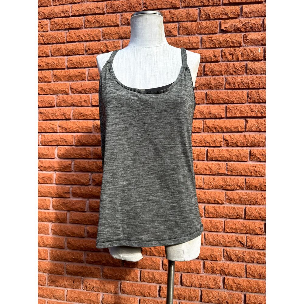 Lululemon lightweight gray workout tank with strappy camo sports bra 10